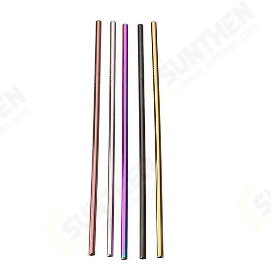 Set of 10 Multi-Color Stainless Steel Straws Drinking Tumblers Cold Beverage Cup Straw w/ Brush