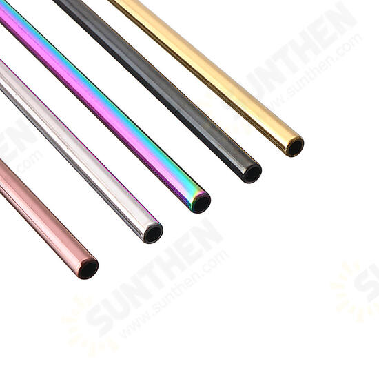 Set of 10 Multi-Color Stainless Steel Straws Drinking Tumblers Cold Beverage Cup Straw w/ Brush