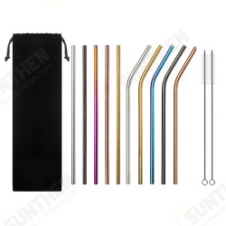 Set of 10 Multi-Color Stainless Steel Straws Drinking Tumblers Cold Beverage Cup Straw w/ Brush Set of 10 Multi-Color Stainless Steel Straws Drinking Tumblers Cold Beverage Cup Straw w/ Brush