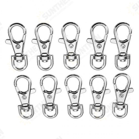 10Pcs 38mm Silver Zinc Alloy Swivel Lobster Claw Clasp Snap Hook with 8mm Round Ring