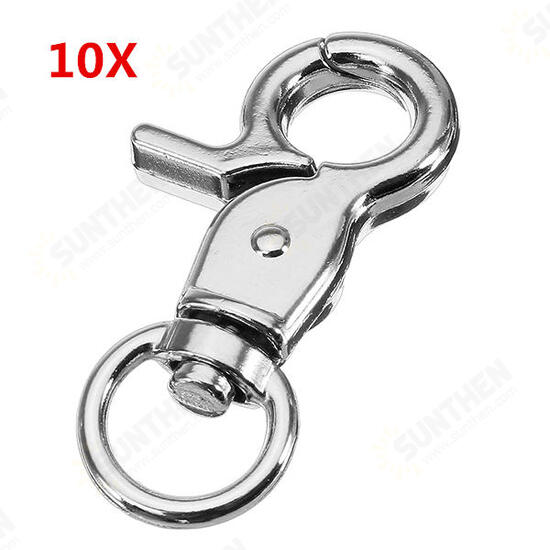 10Pcs 45mm Silver Zinc Alloy Swivel Lobster Claw Clasp Snap Hook with 11mm Round Ring