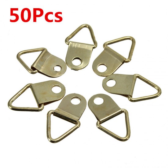 50Pcs Copper Triangle PPicture Frame Wall Mount Hook Hanger Ring