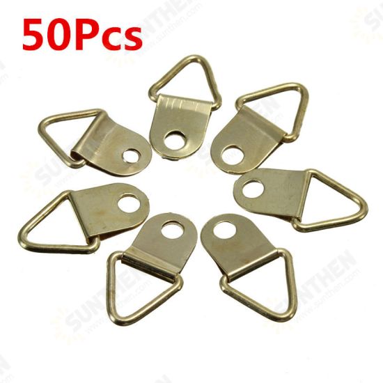 50Pcs Copper Triangle PPicture Frame Wall Mount Hook Hanger Ring