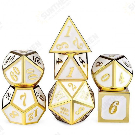 7 Pcs/Set Metal Dice Set Role Playing Dragons Table Board Game Toys With Cloth Bag Bar Party Game Dice