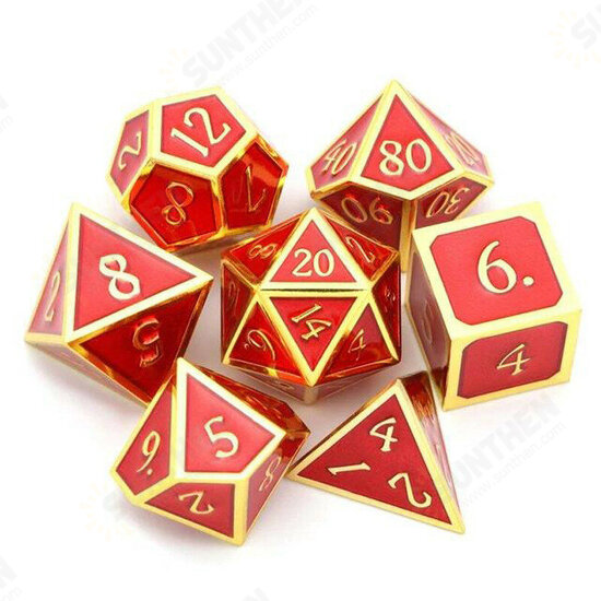 7Pcs/Set Alloy Metal Dice Set Playing Games Poker Card Dungeons Dragons Party Board Game Toy