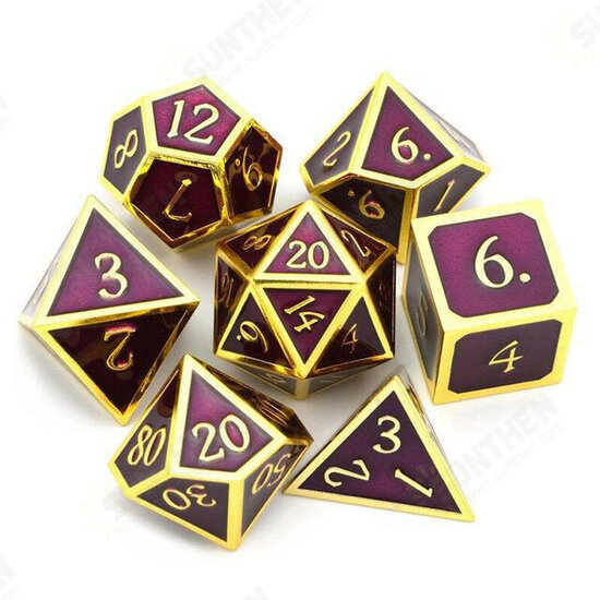 7Pcs/Set Alloy Metal Dice Set Playing Games Poker Card Dungeons Dragons Party Board Game Toy