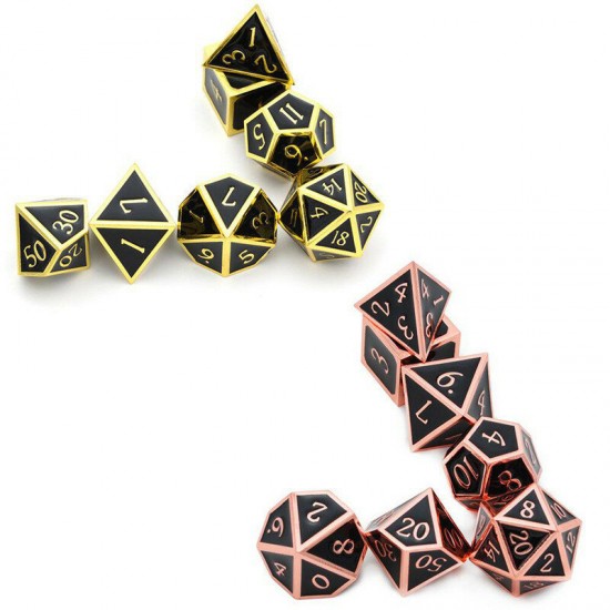7Pcs/Set Alloy Metal Dice Set Playing Games Poker Card Dungeons Dragons Party Board Game Toy