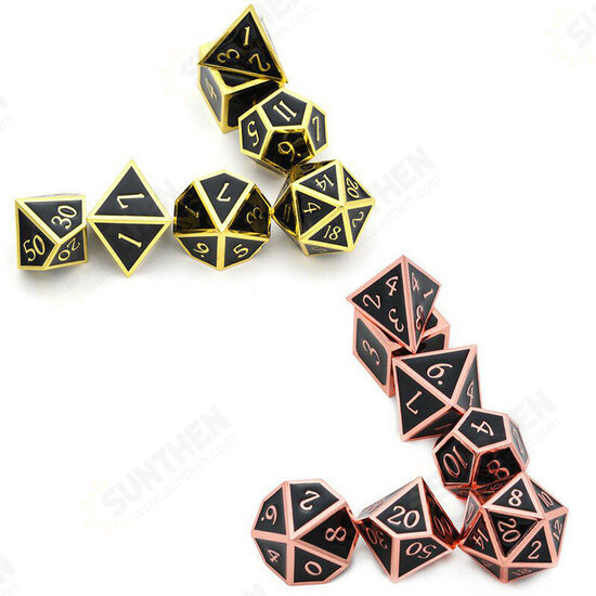 7Pcs/Set Alloy Metal Dice Set Playing Games Poker Card Dungeons Dragons Party Board Game Toy