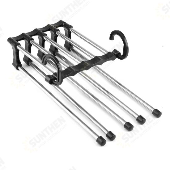 New 5in1 Adjustable Closet Organizer Space-Saver Trousers Pants Rack Hanger Hook