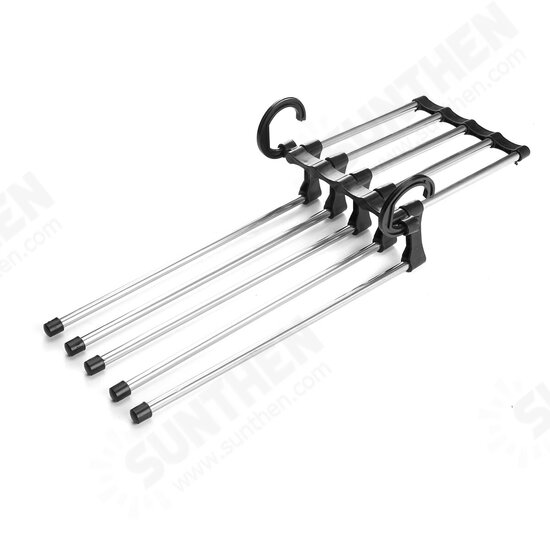 New 5in1 Adjustable Closet Organizer Space-Saver Trousers Pants Rack Hanger Hook