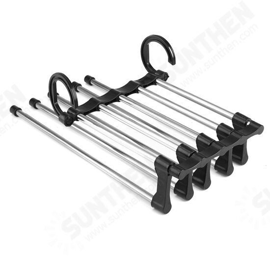 New 5in1 Adjustable Closet Organizer Space-Saver Trousers Pants Rack Hanger Hook