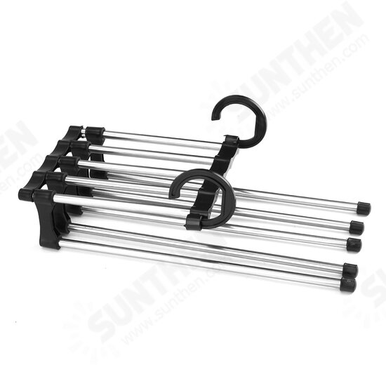 New 5in1 Adjustable Closet Organizer Space-Saver Trousers Pants Rack Hanger Hook