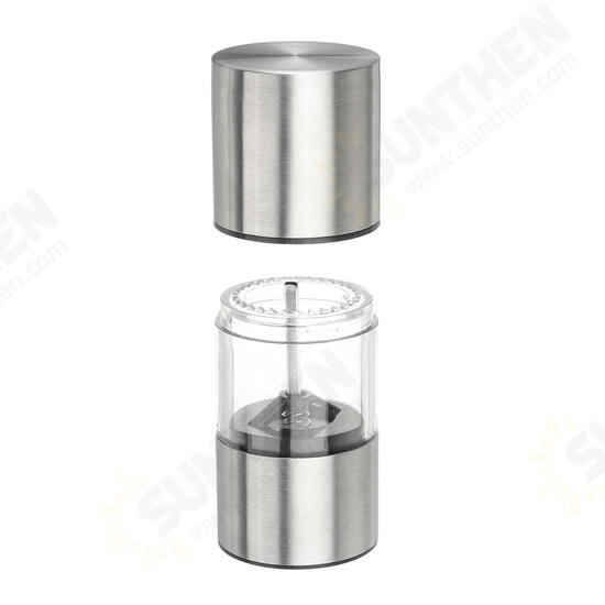 Stainless Steel Glass Salt & Pepper Mill Spice Grinder Adjustable Cooking