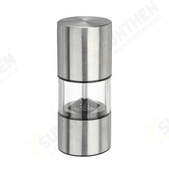 Stainless Steel Glass Salt & Pepper Mill Spice Grinder Adjustable Cooking