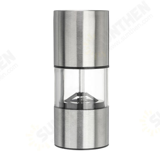 Stainless Steel Glass Salt & Pepper Mill Spice Grinder Adjustable Cooking