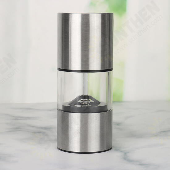 Stainless Steel Glass Salt & Pepper Mill Spice Grinder Adjustable Cooking