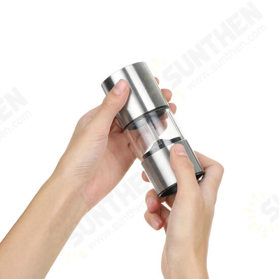 Stainless Steel Glass Salt & Pepper Mill Spice Grinder Adjustable Cooking