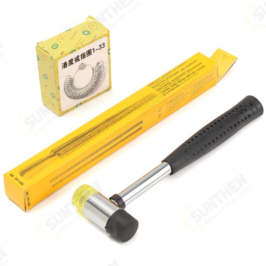 US Size Aluminum Ring Stick Sizer Mandrel Finger Guage Measuring Hammers