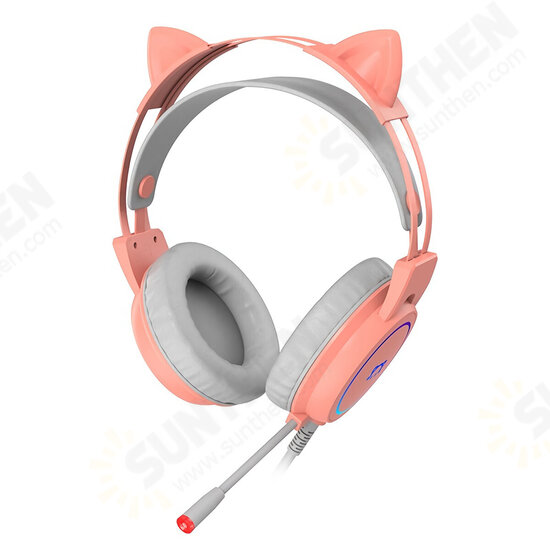 STH200 Gaming Headphone 7.1 Channel 50mm Driver USB Wired / 3.5mm Wired LED Light Gamer Headset with Mic for Computer PC PS3/4