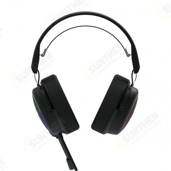 F606 Gaming Headset 3.5mm Wired 50mm Driver RGB Light Bass Stereo Surround Sound Lightweight Headset with Microphone for Computer Laptop PC Gamer