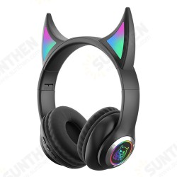 CR STN-29 Devil's Horn Headset Wireless BT5.0 HIFI Stereo Sound IPX5 Noise-Canceling Colorful RGB Backlit Over-Ear Headphone with Built-in Speaker CR STN-29 Devil's Horn Headset Wireless BT5.0 HIFI Stereo Sound IPX5 Noise-Canceling Colorful RGB Backlit Over-Ear Headphone with Built-in Speaker