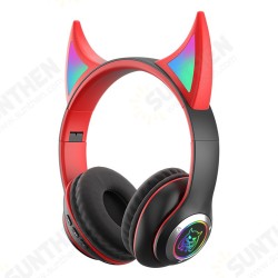CR STN-29 Devil's Horn Headset Wireless BT5.0 HIFI Stereo Sound IPX5 Noise-Canceling Colorful RGB Backlit Over-Ear Headphone with Built-in Speaker CR STN-29 Devil's Horn Headset Wireless BT5.0 HIFI Stereo Sound IPX5 Noise-Canceling Colorful RGB Backlit Over-Ear Headphone with Built-in Speaker