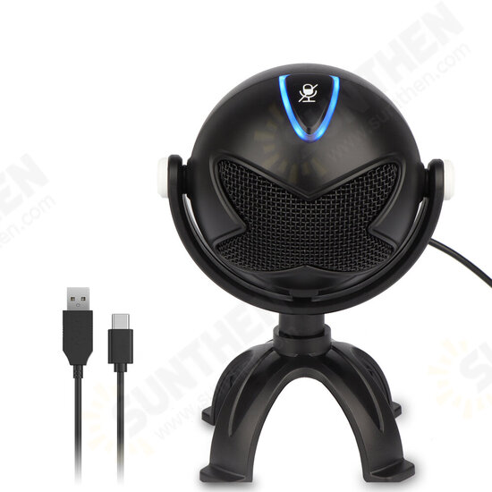 ME7 Alien Ball-shape Condenser Microphone USB Wired Supercardioid-directional Sound Recording Vocal Microphone Gaming Mic for Computer PC Laptop