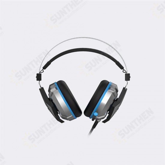 E800 Wired Gaming Headphone Over Ear Gaming Headset Blue Yellow Soft Earpads Headphones With Rotate Mic LED Light For PC Gamers