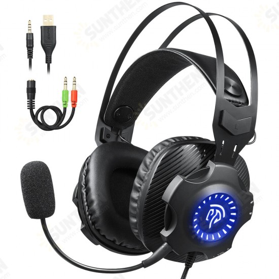 VIP003S Gaming Headset with Automatic Cycling RGB LED lights Noise Cancelling Mic for PS4 Switch PC Laptop Tablets Phone