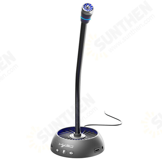 F15 Microphone Cool Lighting Design USB Noise Reduction And Anti-Current Adjustable Volume 360° Pickup Hi-Fi Microphone