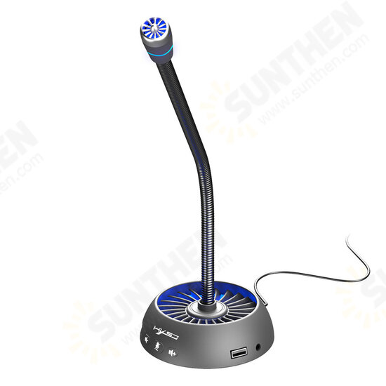 F15 Microphone Cool Lighting Design USB Noise Reduction And Anti-Current Adjustable Volume 360° Pickup Hi-Fi Microphone