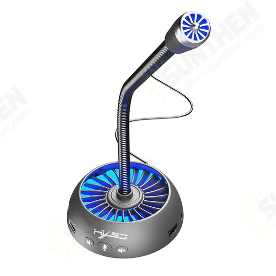 F15 Microphone Cool Lighting Design USB Noise Reduction And Anti-Current Adjustable Volume 360° Pickup Hi-Fi Microphone