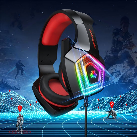 V1 Game Headset 3.5mm+USB Wired Bass Stereo RGB Gaming Headphone with Mic for Computer PC Gamer