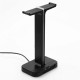 Inphic H100 Headset Stand Dual USB Ports Colorful Light Base Headphone Hanger Headset Mount Holder Office Home Decor