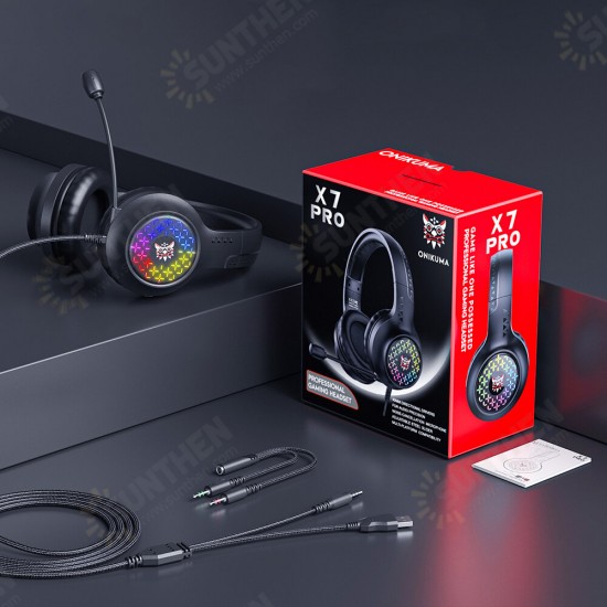 X7 PRO Wired Gaming Headset Stereo 40MM Driver RGB Light with Noise Cancelling Microphone for PS4 PC XboxOne