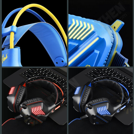 GT61 Wired Gaming Headset USB 7.1 Channel 50mm Bass Stereo Sound LED Light E-sport Headphone with Mic for PS3/4 Computer PC Gamer