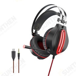 GT62 Wired Gaming Headset 3.5mm Jack 50mm Bass Stereo Sound LED Light E-sport Headphone with Mic for PS3/4 Computer PC Gamer