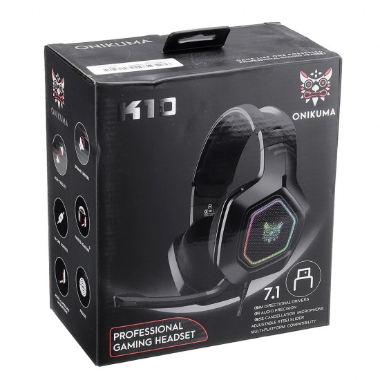 K10 7.1 Channel Gaming Headset Virtual Surround Sound Bass Headphone LED Lights Omnidirectional microphone USB Interface
