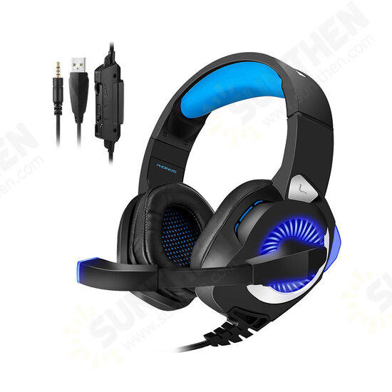 H-9 Gaming Headset 50mm Drive Unit 120° Rotating Microphone Noise Reduction Protein Leather Sponge Pad 3.5mm Single Plug + USB Interface