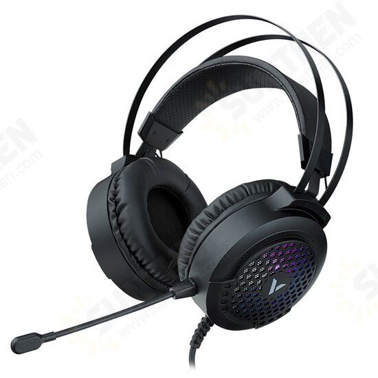 VH120 Gaming Headset Noise Reduction Microphone Headphone Reticulated Area Broad-spectrum Circular RGB Lights for PC Laptop Tablet Phone