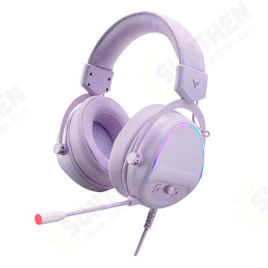 VH650 Wired Gaming Headset Virtual 7.1 Channel 50MM Sound Unit RGB Backlit Headphone with 360° Adjustable Noise-Canceling Microphone for Computer PC Gamer