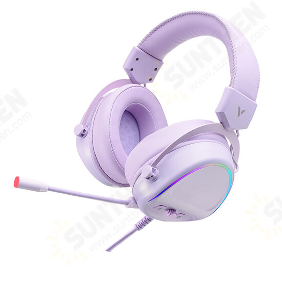 VH650 Wired Gaming Headset Virtual 7.1 Channel 50MM Sound Unit RGB Backlit Headphone with 360° Adjustable Noise-Canceling Microphone for Computer PC Gamer