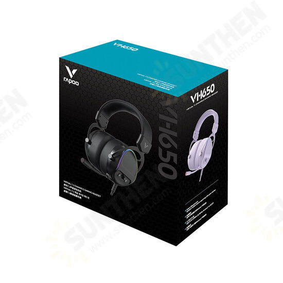 VH650 Wired Gaming Headset Virtual 7.1 Channel 50MM Sound Unit RGB Backlit Headphone with 360° Adjustable Noise-Canceling Microphone for Computer PC Gamer