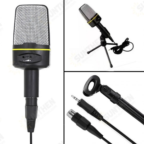 SF-930 3.5mm Studio Professional Condenser Sound Recording Microphone with Tripod Holder for PC Laptop