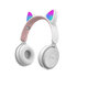 DR-08 Pink Colorful Cat Ear bluetooth Headphone with Mic Rainbow Light HIFI Sound Folding Audio/TF/USB Connection