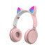 DR-08 Pink Colorful Cat Ear bluetooth Headphone with Mic Rainbow Light HIFI Sound Folding Audio/TF/USB Connection