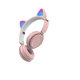 DR-08 Pink Colorful Cat Ear bluetooth Headphone with Mic Rainbow Light HIFI Sound Folding Audio/TF/USB Connection