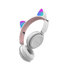 DR-08 Pink Colorful Cat Ear bluetooth Headphone with Mic Rainbow Light HIFI Sound Folding Audio/TF/USB Connection