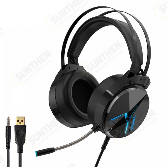 THS309 Game Headset 7.1 Channel / 3.5mm Wired Stereo Sound RGB Gaming Heaphones with Mic for Computer PC Gamer