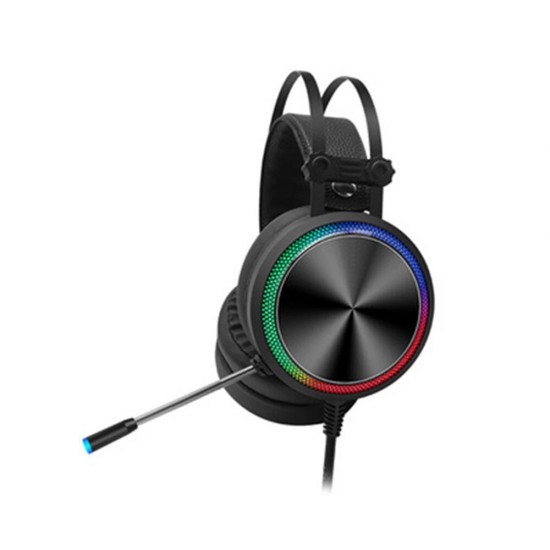 Tuner K5 Game Headphone USB Wired 7.1 Channel 360° Surounding Sound 50mm Driver Bass Colorful Gradient Cool Lighting EffectGaming Headset with Mic for Computer PC for PS4 Gamer